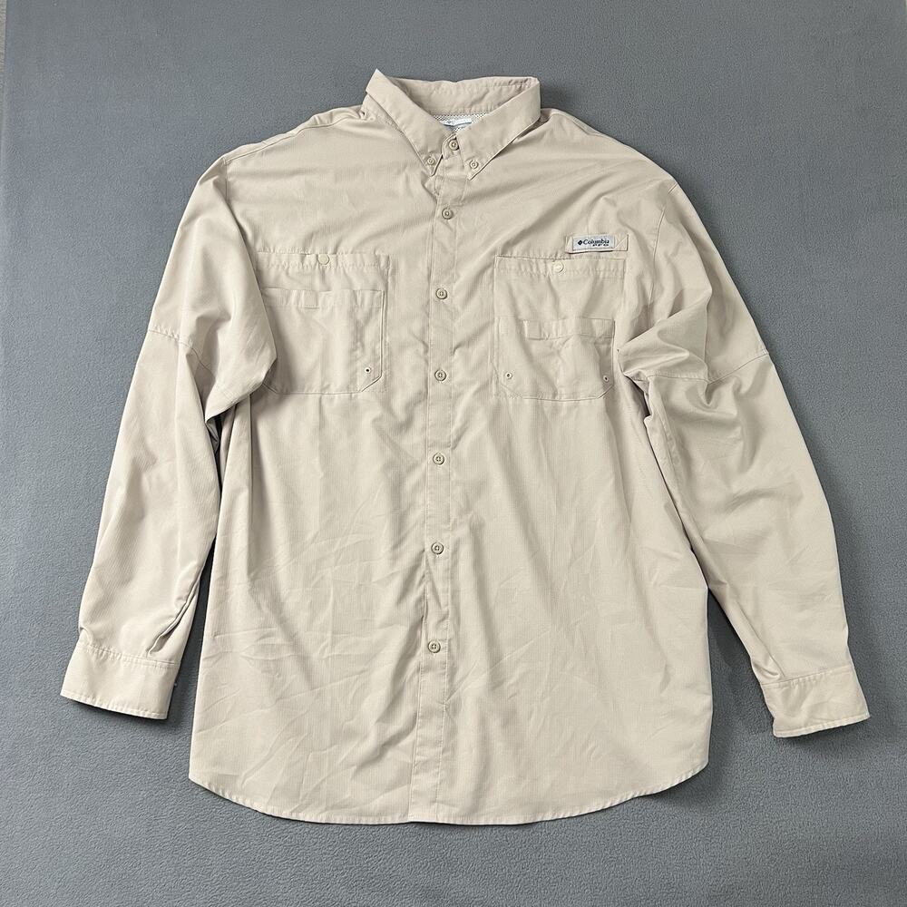 Columbia Shirt Men's 3XT Beige PFG Tamiami II Long Sleeve UPF Outdoors